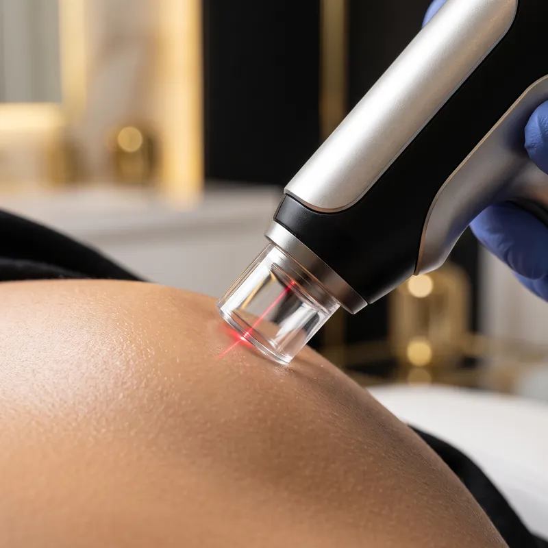 Diodenlaser-Handstück bei der Behandlung am Bein